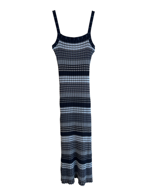 Ramy Brook Size S Blue Cotton Blend Knit Striped Sleeveless Square Neck Dress Blue / S