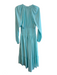 Ramy Brook Size S Aqua Polyester V Neck Long Sleeve Shirred Waist Maxi Dress Aqua / S