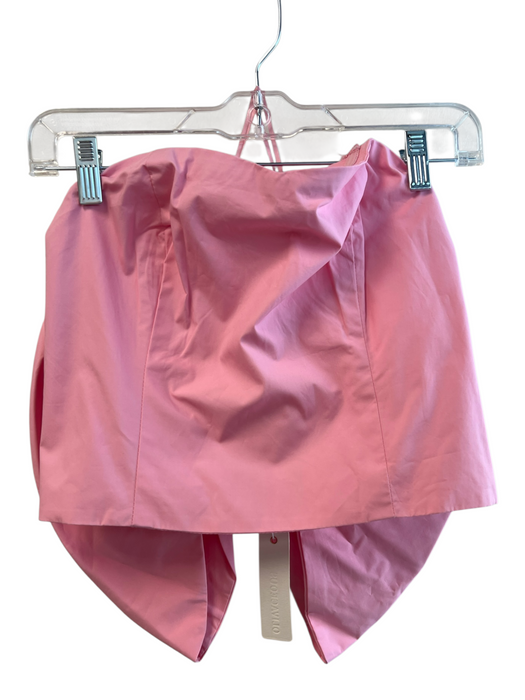 Olivaceous Size M Pink Cotton Strapless Cropped Bow Side Zip Top Pink / M