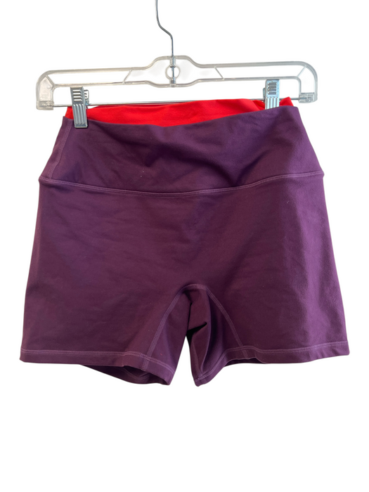 Set Size M Orange & Purple Polyester Blend High Rise Layered Above knee Shorts Orange & Purple / M