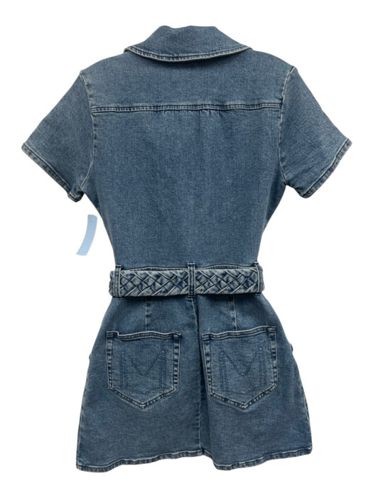 Show Me Your Mumu Size M Med Wash Cotton Denim Short Sleeve Braided detail Dress Med Wash / M
