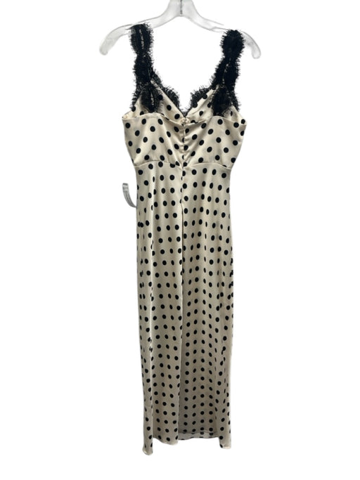ASTR Size S Cream & Black Polyester Spaghetti Strap Polka Dot Lace Trim Dress Cream & Black / S