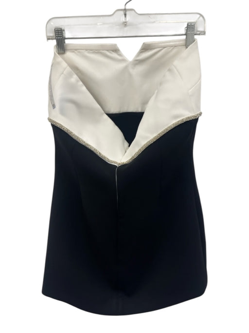Self Portrait Size 8 Black & White No Fabric Tag Strapless Color Block Dress Black & White / 8