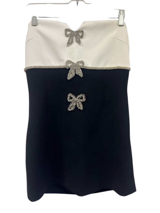 Self Portrait Size 8 Black & White No Fabric Tag Strapless Color Block Dress Black & White / 8