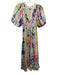 Hemant & Nandita Size XS White, Pink & Multi Viscose Short Puff Sleeve Dress White, Pink & Multi / XS