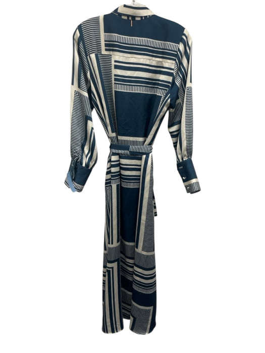 Misa Size M Emerald Green & Cream Polyester Long Sleeve Striped Maxi Dress Emerald Green & Cream / M