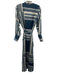 Misa Size M Emerald Green & Cream Polyester Long Sleeve Striped Maxi Dress Emerald Green & Cream / M