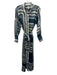 Misa Size M Emerald Green & Cream Polyester Long Sleeve Striped Maxi Dress Emerald Green & Cream / M