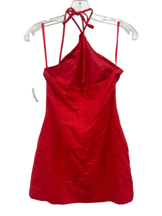 Seven Wonders Size S Red Cotton & Linen Sleeveless Halter Back Zip Dress Red / S
