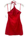 Seven Wonders Size S Red Cotton & Linen Sleeveless Halter Back Zip Dress Red / S