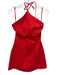 Seven Wonders Size S Red Cotton & Linen Sleeveless Halter Back Zip Dress Red / S