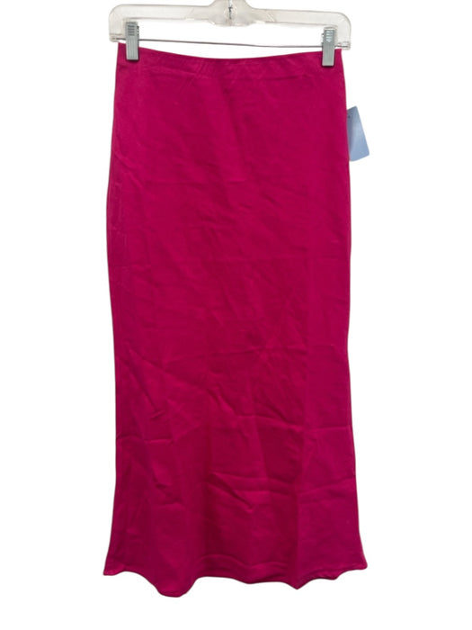 Anthropologie Size XS Hot pink Linen Blend Elastic Waist A Line Maxi Skirt Hot pink / XS