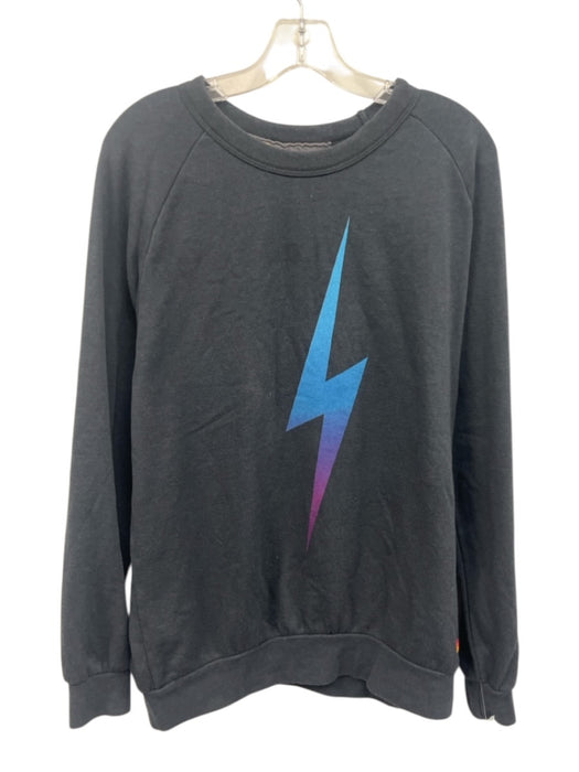 Aviator Nation Size L Charcoal Black Polyester & Cotton Long Sleeve Logo Sweater Charcoal Black / L