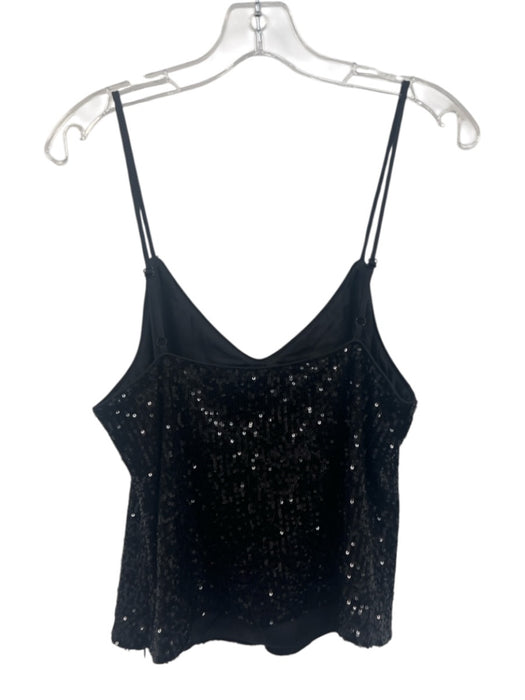 Ramy Brook Size 4 Black Polyester Spaghetti Strap All Over Sequins Side Zip Top Black / 4