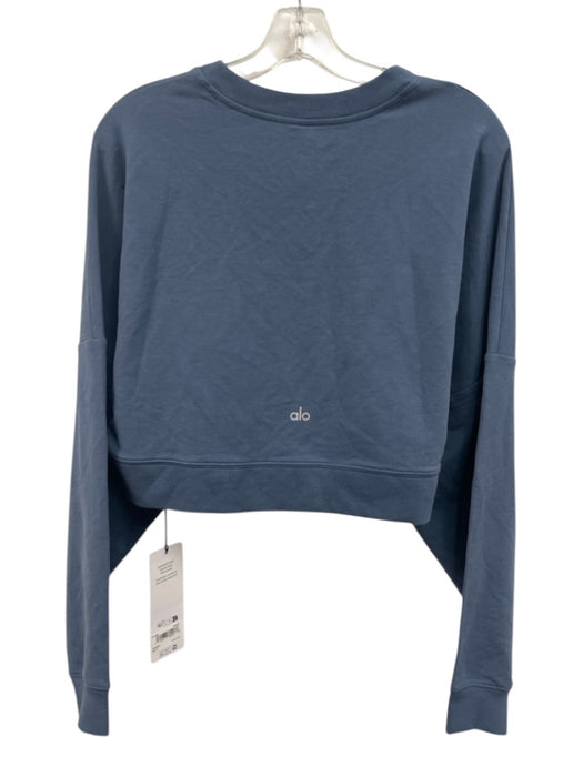 Alo Size S/P Slate Blue Modal Blend Long Sleeve Crop Sweatshirt Sweater Slate Blue / S/P
