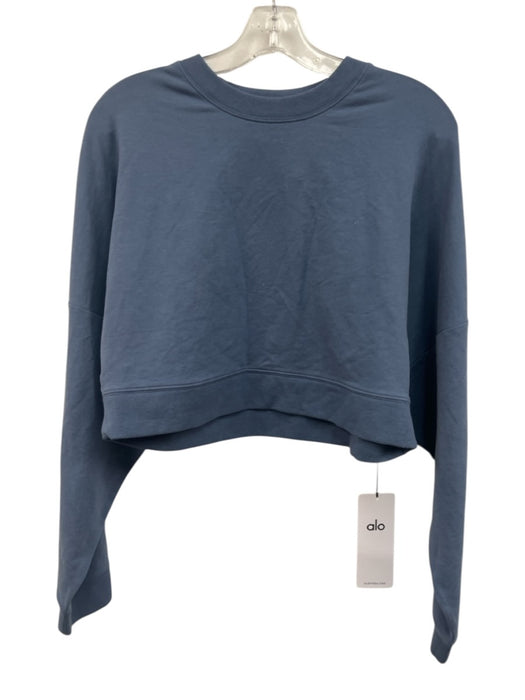 Alo Size S/P Slate Blue Modal Blend Long Sleeve Crop Sweatshirt Sweater Slate Blue / S/P