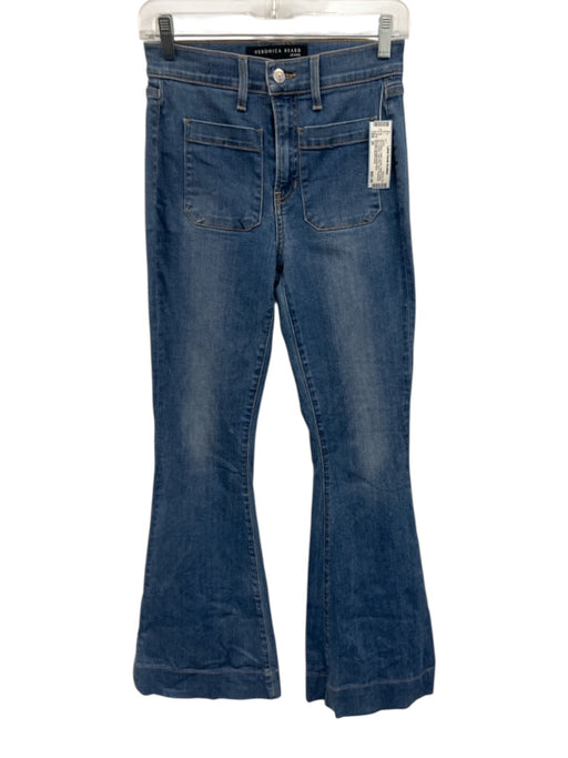 Veronica Beard Jeans Size 26 Med Wash Cotton Denim Patch Pocket High Rise Jeans Med Wash / 26