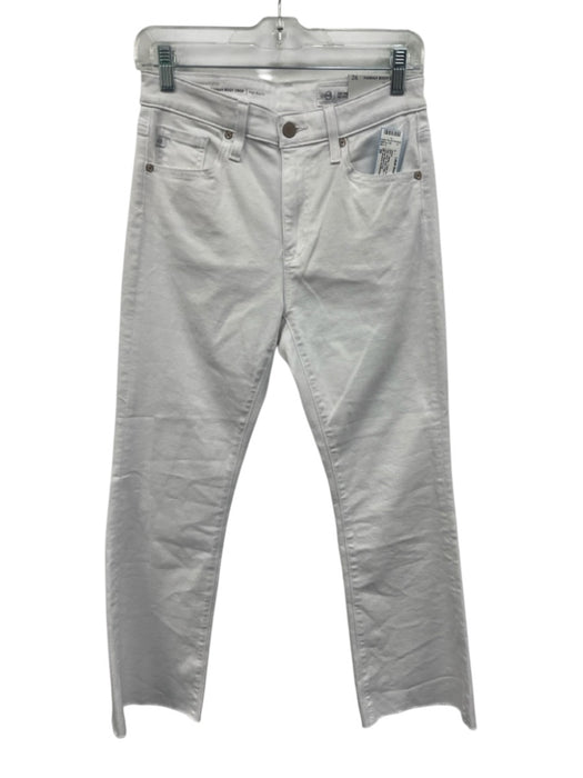 AG Adriano Goldschmied Size 26 White Cotton Denim Zip & Button High Rise Jeans White / 26