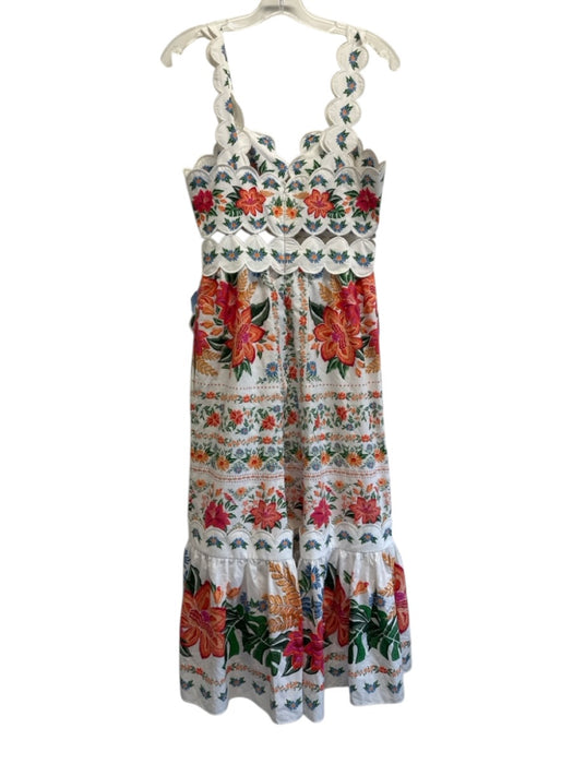 Farm Size S White, Red & Multi Cotton Sleeveless Floral Scallop Detail Dress White, Red & Multi / S
