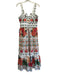 Farm Size S White, Red & Multi Cotton Sleeveless Floral Scallop Detail Dress White, Red & Multi / S