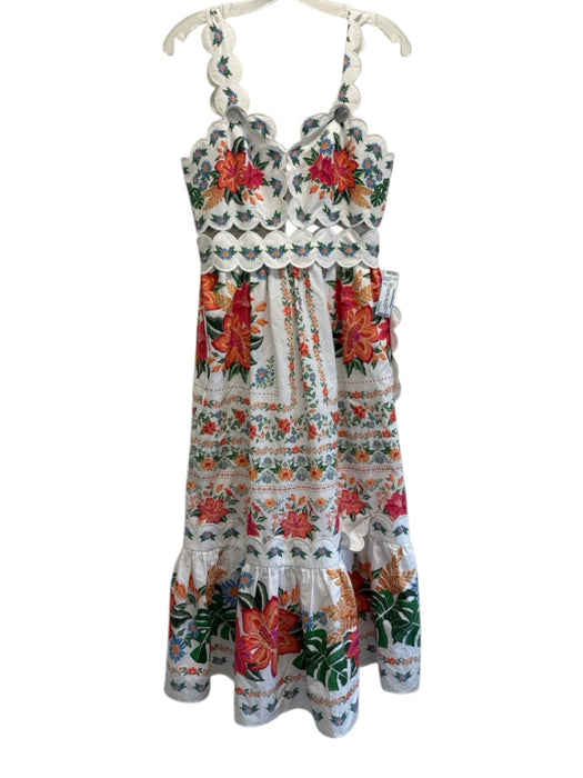 Farm Size S White, Red & Multi Cotton Sleeveless Floral Scallop Detail Dress White, Red & Multi / S