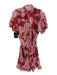 Misa Size S Pink & Burgundy Polyester short flare sleeve Floral Above Knee Dress Pink & Burgundy / S