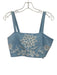 Allison Size S Baby Blue & White Linen Sleeveless Floral Embroidery Back Zip Top Baby Blue & White / S