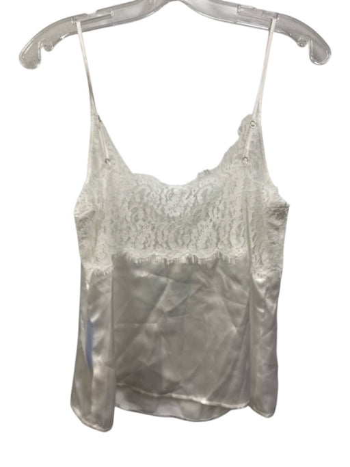 L'agence Size S White Silk Lace Top Spaghetti Strap V Neck camisole Top White / S