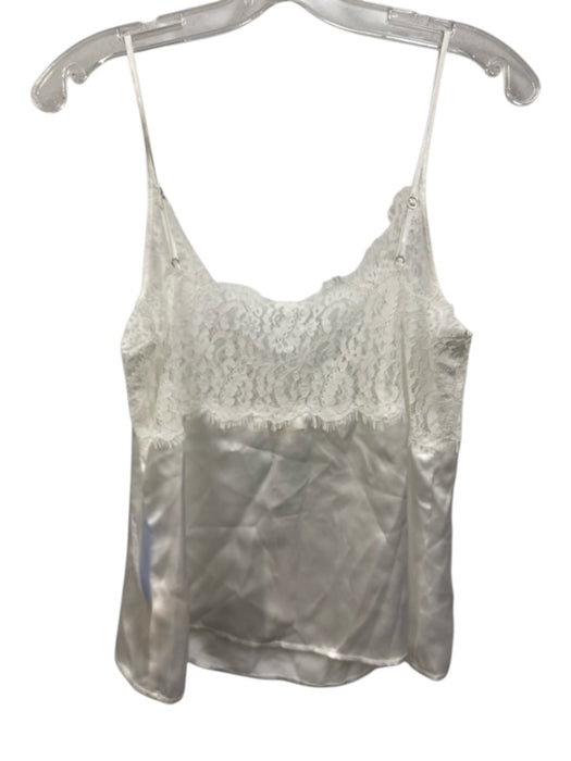 L'agence Size S White Silk Lace Top Spaghetti Strap V Neck camisole Top White / S