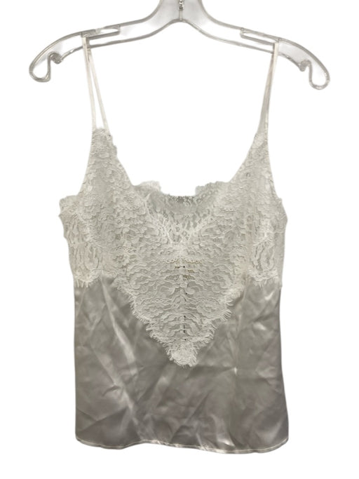 L'agence Size S White Silk Lace Top Spaghetti Strap V Neck camisole Top White / S