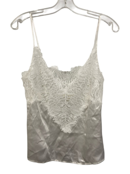 L'agence Size S White Silk Lace Top Spaghetti Strap V Neck camisole Top White / S