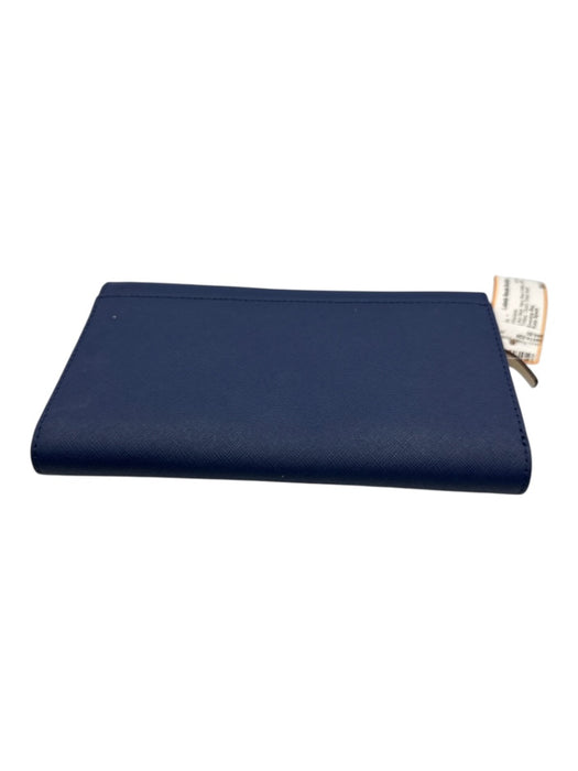 Kate Spade Navy Blue & White Leather Trifold Clutch Wallets Navy Blue & White