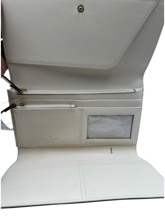 Kate Spade Navy Blue & White Leather Trifold Clutch Wallets Navy Blue & White