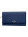 Kate Spade Navy Blue & White Leather Trifold Clutch Wallets Navy Blue & White