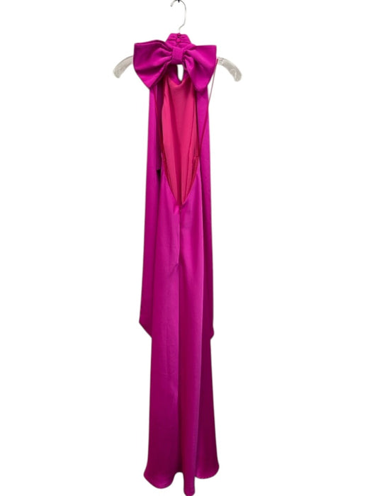 Misha Size S Pink Polyester Backless Button Neck Maxi Satin Dress Pink / S