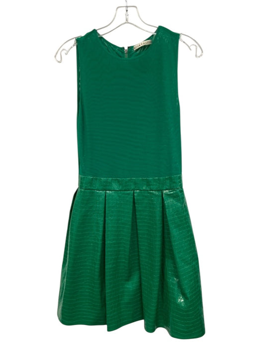 Alice + Olivia Size 6 Green Polyurethane Blend Mesh faux leather Mini Dress Green / 6