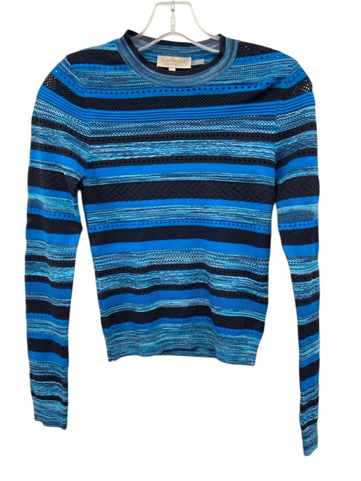 Ramy Brook Size XS Blue Viscose & Polyester Knit Long Sleeve Sheer Top Blue / XS