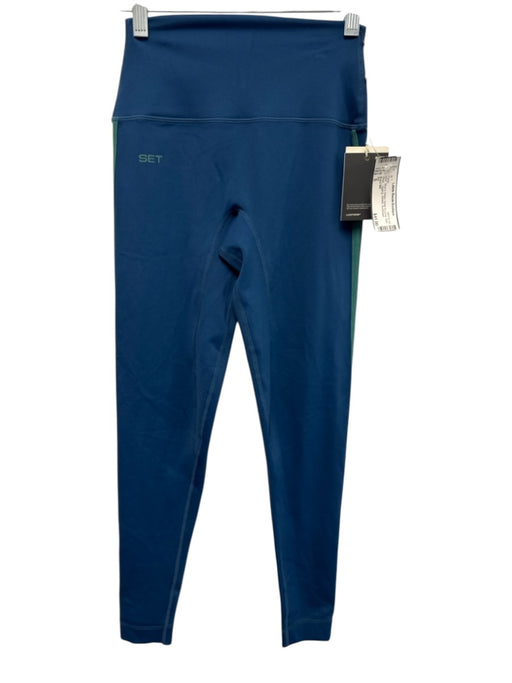 Set Size S Blue & Green Nylon & Lycra Side Stripe Legging Athletic Pants Blue & Green / S