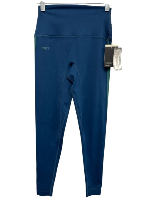 Set Size S Blue & Green Nylon & Lycra Side Stripe Legging Athletic Pants Blue & Green / S