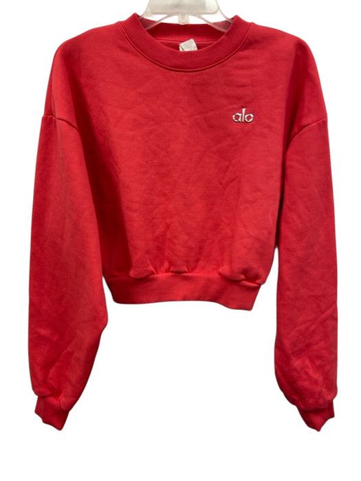 Alo Size M Pink Cotton & Polyester Cropped Logo Detail Sweatshirt Pink / M