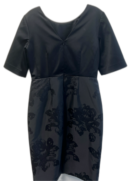 L.K. Bennett Size 6 Black Polyester Boat Neck V Back Back Zip short sleeve Dress Black / 6
