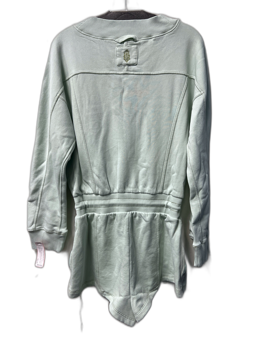 FP Movement Size S Mint Cotton Blend V Neck Long Sleeve Seam Detail Romper Mint / S