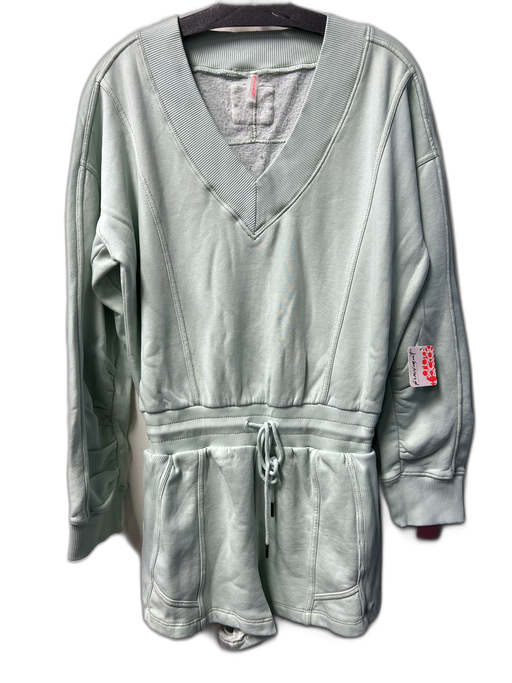 FP Movement Size S Mint Cotton Blend V Neck Long Sleeve Seam Detail Romper Mint / S