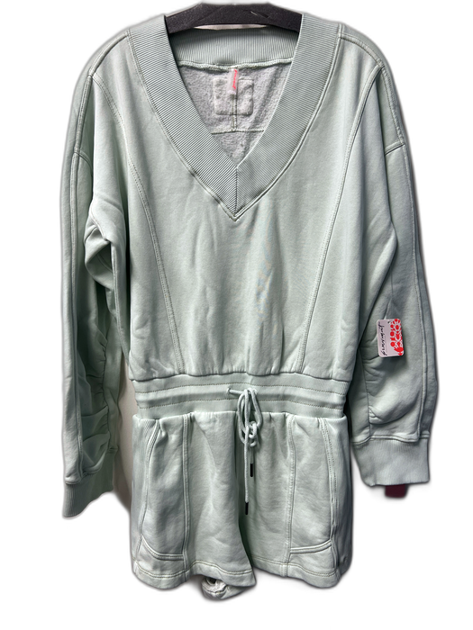 FP Movement Size S Mint Cotton Blend V Neck Long Sleeve Seam Detail Romper Mint / S