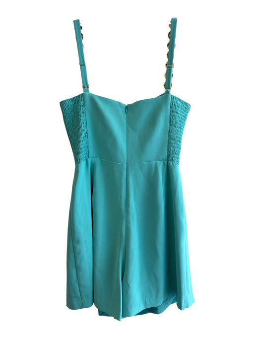 Amanda Uprichard Size Medium Teal No Fabric Tag Tortoise Shell Detail Romper Teal / Medium