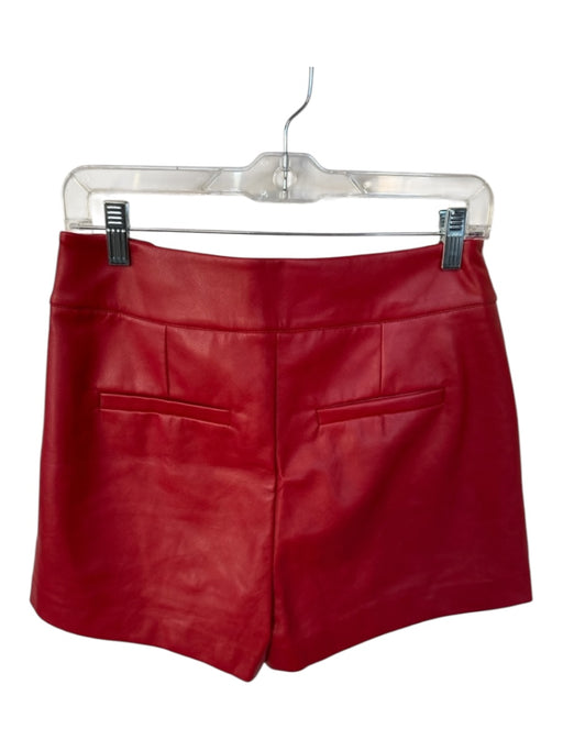 Dolce Cabo Size M Red Vegan Leather High Waist Front Pockets Shorts Red / M