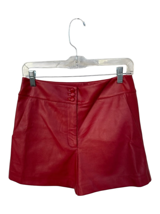 Dolce Cabo Size M Red Vegan Leather High Waist Front Pockets Shorts Red / M