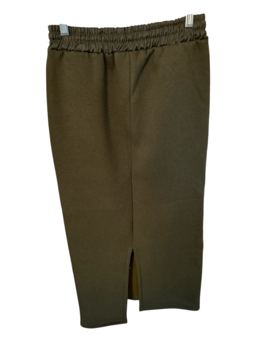 Size S Olive Green Cotton Blend Drawstring Sweatshirt Midi Skirt Olive Green / S