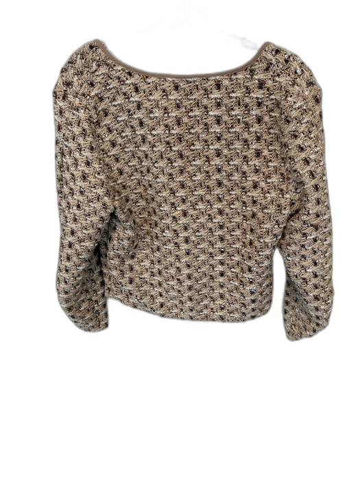 Shug! Size S Tan & Taupe Polyester Blend Long Sleeve Tweed Side Zip Sweater Tan & Taupe / S