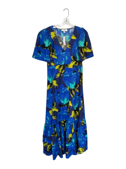 Christopher John Rogers x Target Size 8 Blue & Mustard Print Cotton V Neck Dress Blue & Mustard Print / 8